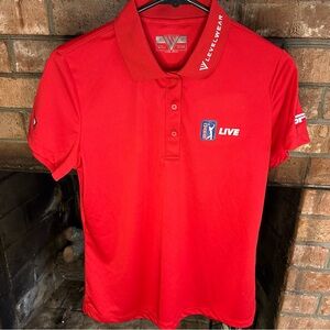 Levelwear Women’s PGA Tour Live Polo Shirt Red ESPN+ Golf Top Medium